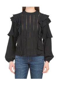 Image of sale on Bree Ruffle Lace Peasant Sleeve Top