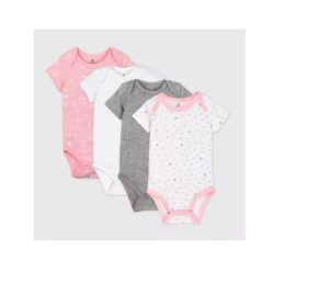Image of sale on Honest Baby Girls’ 4pk Love Dot Organic Cotton Short Sleeve Bodysuit – Pink