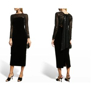 Image of sale on Mixed-Media Bow-Back Midi Dress size 4-6