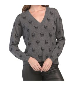 Image of sale on Cashmere Mia V-neck Sweater With Skulls