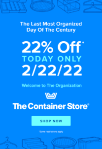 Image of sale on The container store 22% off Sale . Today Only
