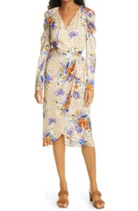 Image of sale on Floral Dot Long Sleeve Wrap Dress