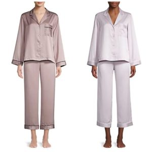 Image of sale on Purple Dove Feathers Two-Piece Satin Pajama Set