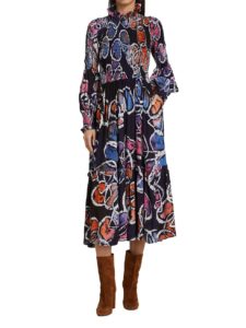 Image of sale on Akin Printed Mock Neck Midi Dress