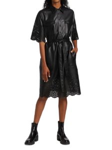 Image of sale on Nieve Vegan Leather Shirtdress 45 inches