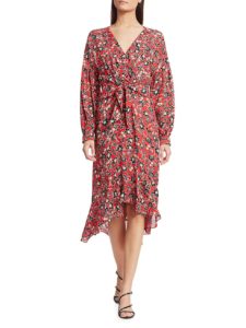 Image of sale on Kinsale Tie-Front Silk Georgette Midi Dress