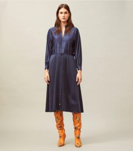 Image of sale on STRIPED SATIN DRAWSTRING DRESS