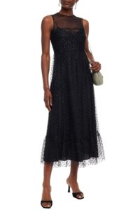 Image of sale on Gathered glittered tulle midi dress
