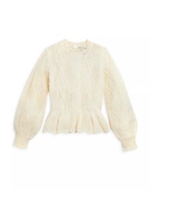 Image of sale on Girls’ Peplum Cable Sweater, Big Kid – 100% Exclusive