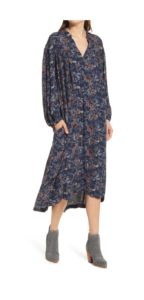 Image of sale on Floral Long Sleeve Woven Midi Dress