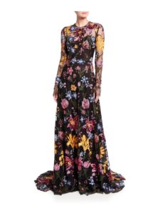 Image of sale on Floral Sequin-Embroidered Tulle Illusion Gown size 8