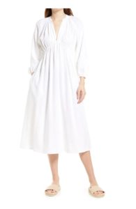 Image of sale on Shirred Long Sleeve Midi Dress
