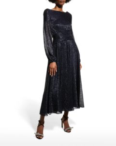 Image of sale on Bonton Metallic Draped Midi Dress