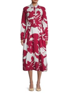 Image of sale on Abstract-Print Belted Shirtdress