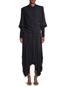 Image of sale on Gathered Belted Asymmetric Dress