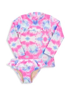 Image of sale on Baby Girl’s & Little Girl’s 2-Piece Tie-Dye Rashguard Set