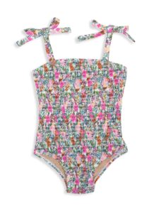 Image of sale on Baby Girl’s & Little Girl’s Ditsy Floral Smocked One-Piece Swimsuit
