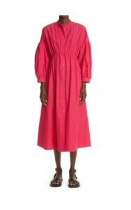 Image of sale on Gathered Poplin Midi Dress