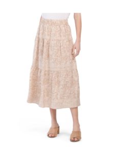 Image of sale on Linen Belgian Crochet Trim Maxi Skirt