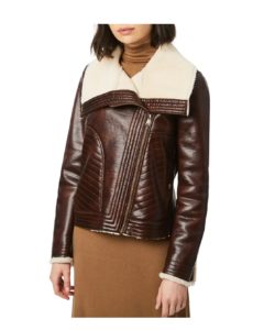 Image of sale on Faux Leather Moto Jacket with Faux Shearling Lining