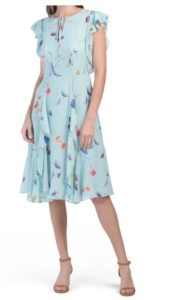 Image of sale on Silk Flutter Sleeve Floral Dress size 40