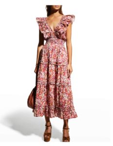 Image of sale on V-Neck Ruffle Tiered Midi Dress