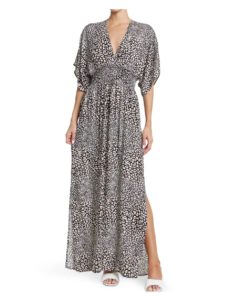 Image of sale on Animal Print Smocked Waist Maxi Dress