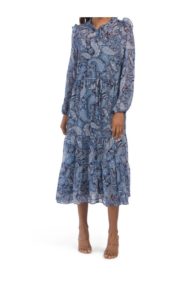 Image of sale on Long Sleeve Paisley Tiered Dress