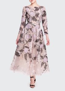 Image of sale on Floral-Embroidered Tea-Length Dress size 8