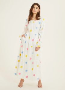 Image of sale on Embroidered Tiered Long Sleeve Maxi Dress