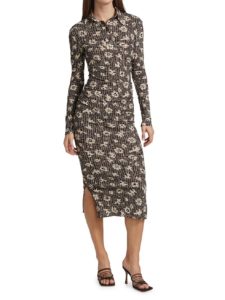 Image of sale on Web Floral Henley Midi Dress