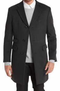 Image of sale on Pond Black Charcoal Herringbone Pattern Wool Blend Coat