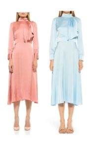 Image of sale on Mock Neck Satin Midi Dress