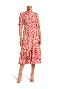 Image of sale on Smocked Floral Printed Midi Dress