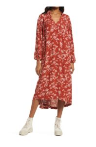 Image of sale on Floral Long Sleeve Woven Midi Dress
