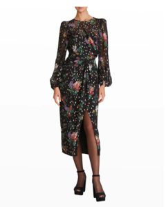 Image of sale on Sabine Draped Slit Midi Dress size 2-4