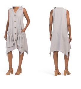 Image of sale on Button Front Pocket Shirt Dress 46in long