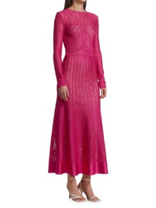 Image of sale on Ottoman Striped Mesh Knit Flared Dress