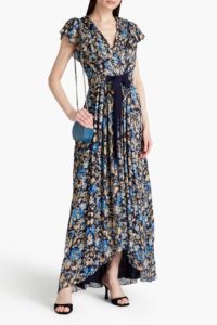 Image of sale on Ruffled floral-print metallic fil coupé midi dress