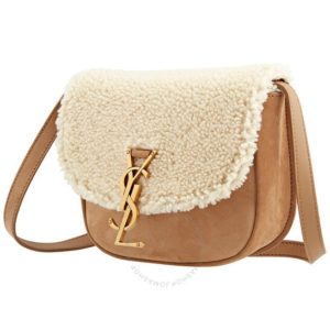 Image of sale on Beige Ladies Kaia Small Satchel In Nubuck And Shearling