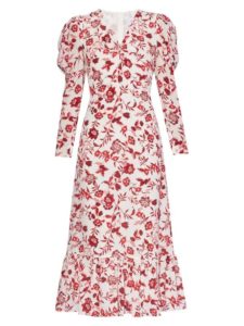Image of sale on Elenora Floral Puff-Sleeve Dress