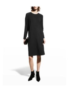 Image of sale on Crewneck Side-Slit Stretch Jersey Dress