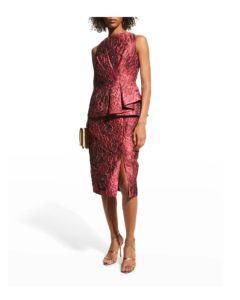 Image of sale on Sleeveless Jacquard Peplum Dress