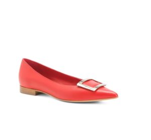 Image of sale on Leather Pointy Toes Square Buckle Flats