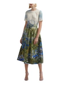 Image of sale on Floral Field Belted Stretch Cotton Dress