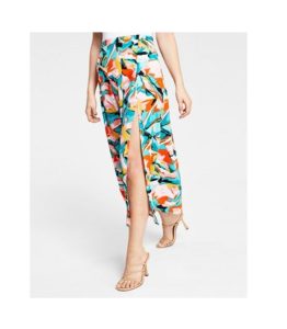 Image of sale on Abstract-Print Slit Midi Skirt