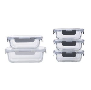 Image of sale on 10-Piece Glass Food Storage Set in Grey