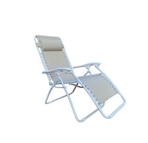 Image of sale on Basic Outdoor Folding Zero Gravity Chair in Tan/White
