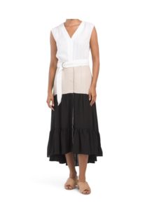Image of sale on Linen Blend Color Block Dress