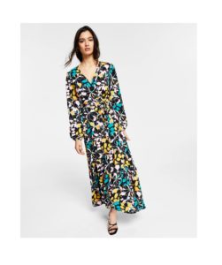 Image of sale on Floral-Print Wrap-Style Maxi Dress
